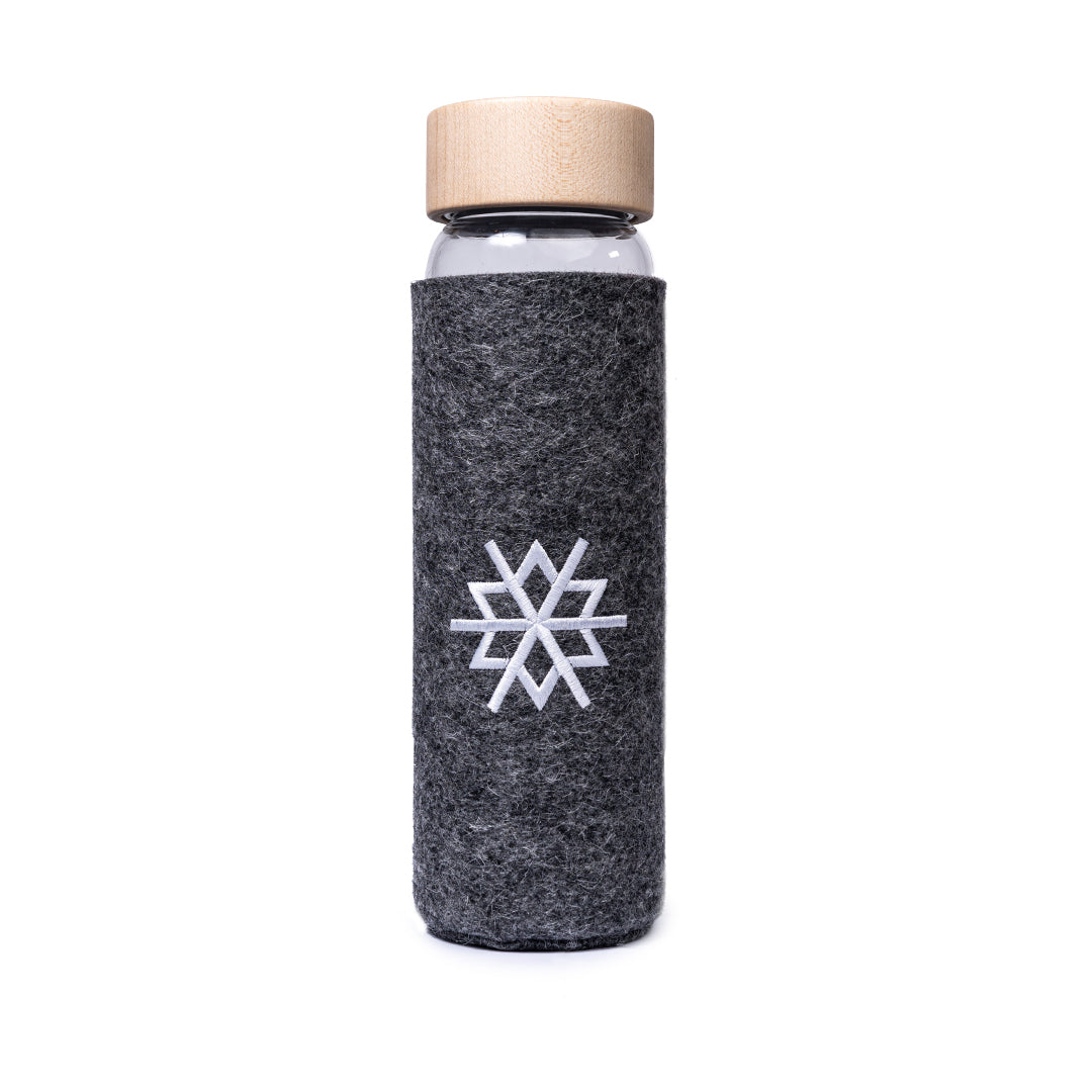 glasflasche mit filzhülle vesii - limitierte edition