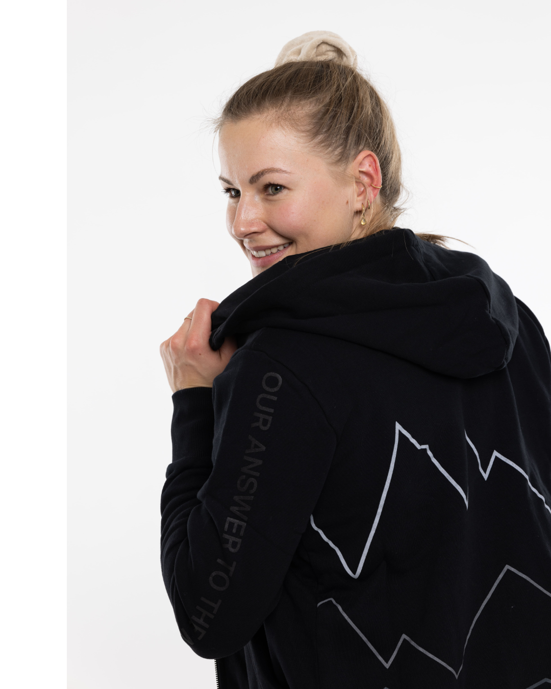 zip-up hoodie damen dsv - schwarz